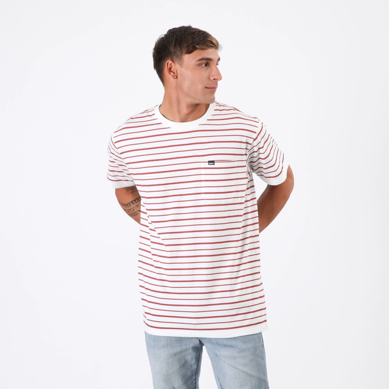 POLERA REEF MEN STRIPE WHITE RED - 1