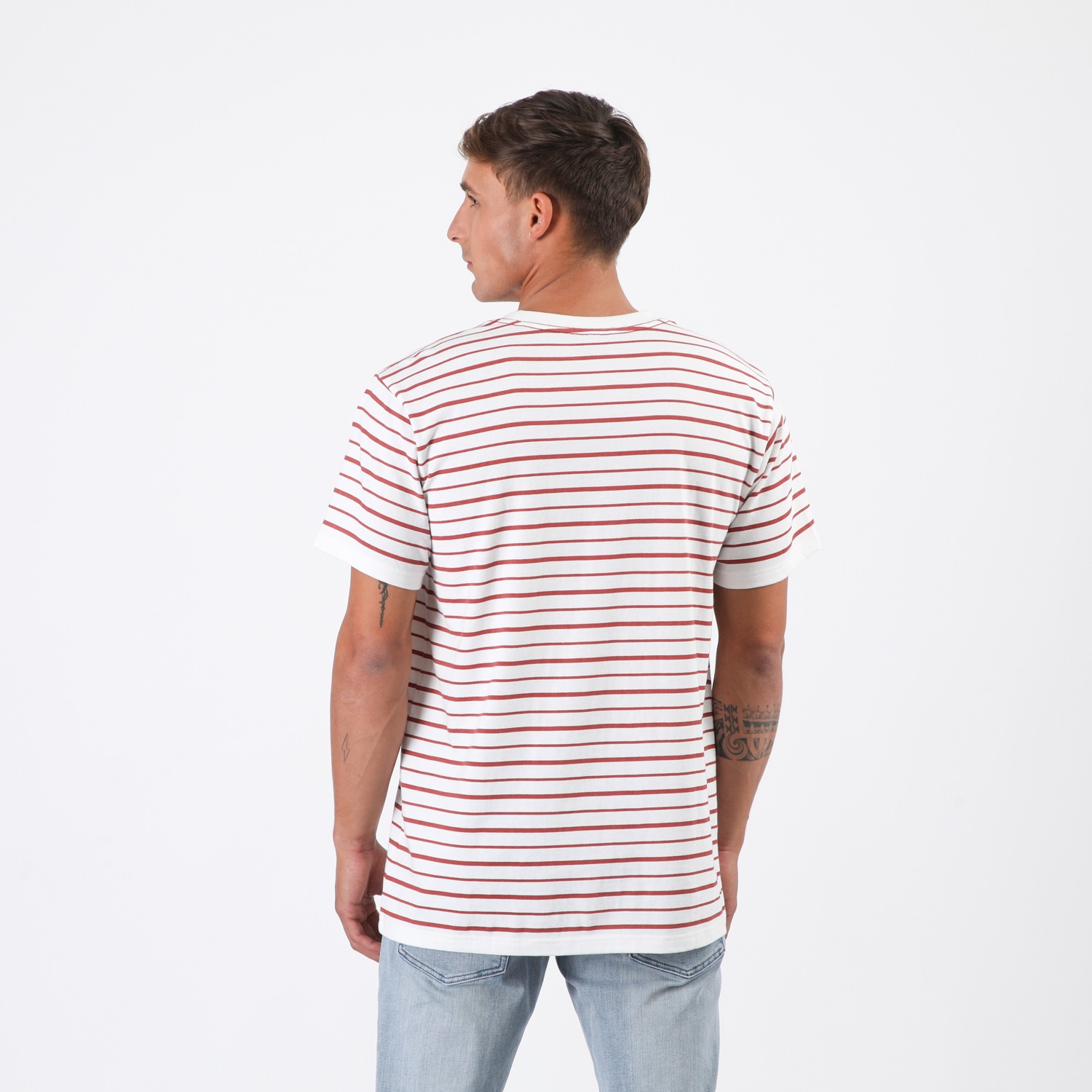 POLERA REEF MEN STRIPE WHITE RED - 5