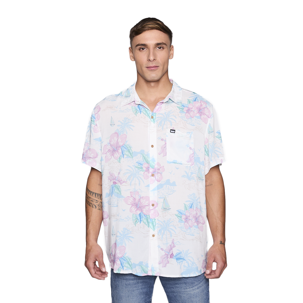CAMISA REEF MEN FLOREADA BLANCA - 1