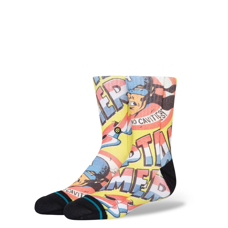 STANCE SOCK KIDS CAPTAIN AMERICA NO CAVITIES YELLOW - 1