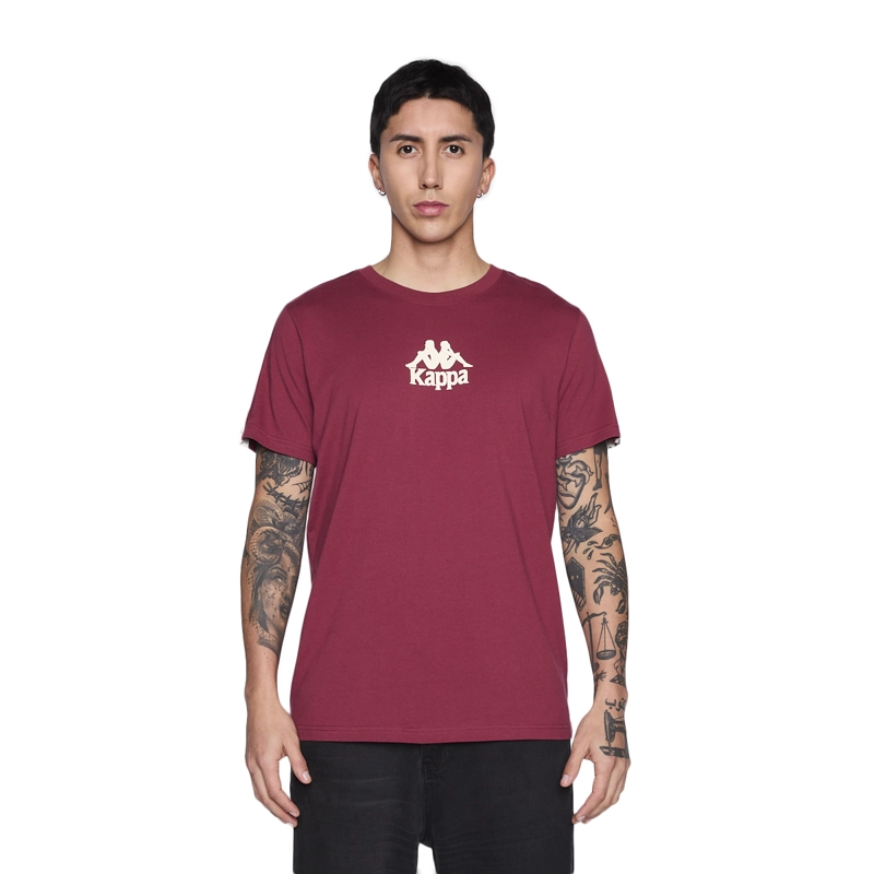 POLERA KAPPA MEN BANDA BURGUNDY LOGO FRONT WHITE - 1