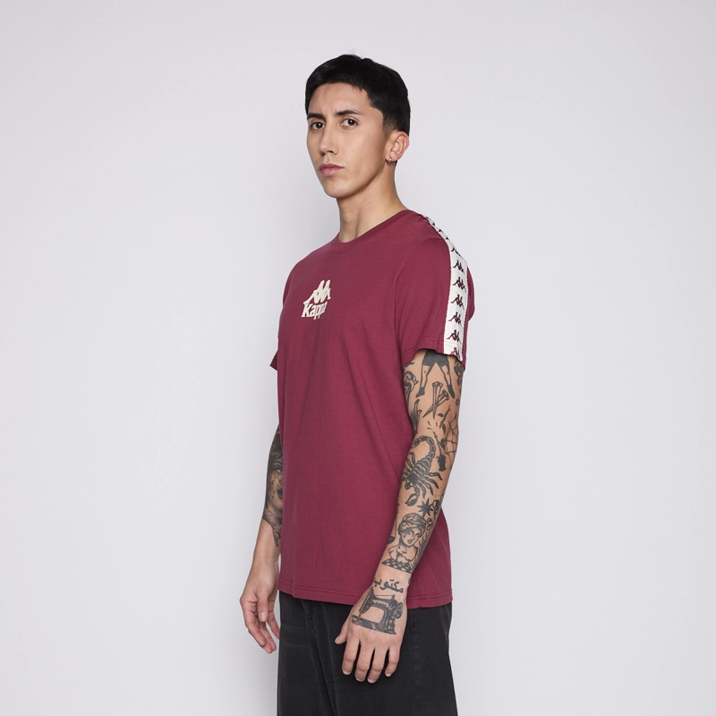 POLERA KAPPA MEN BANDA BURGUNDY LOGO FRONT WHITE - 2