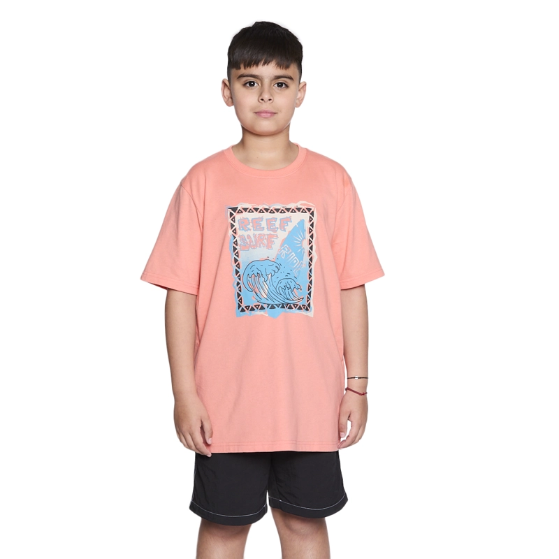 POLERA REEF KIDS ORANGE PRINT FRONT - 1