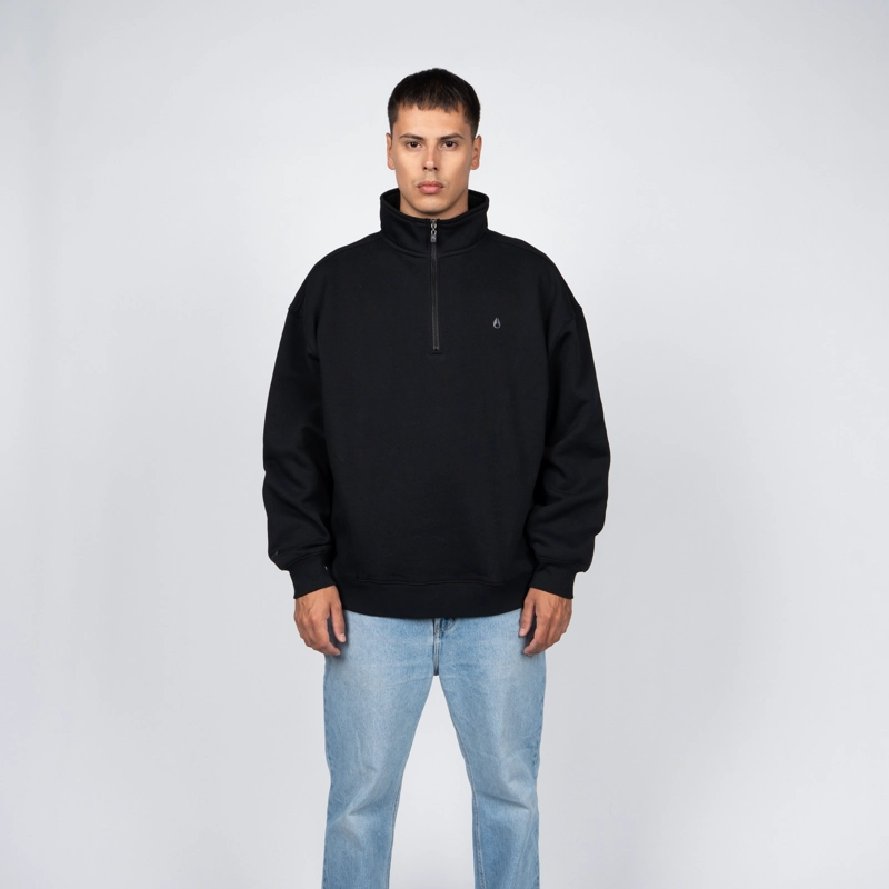 POLERON HALF ZIPPER NIXON MEN TINY LOGO BLACK - 1