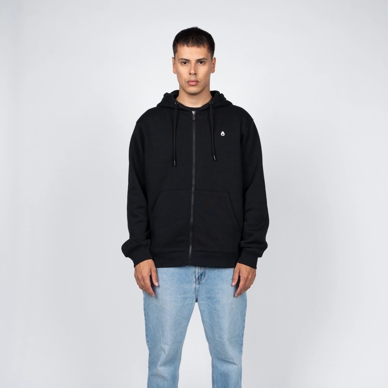 POLERON FULL ZIPPER NIXON MEN TINY LOGO BLACK - 1