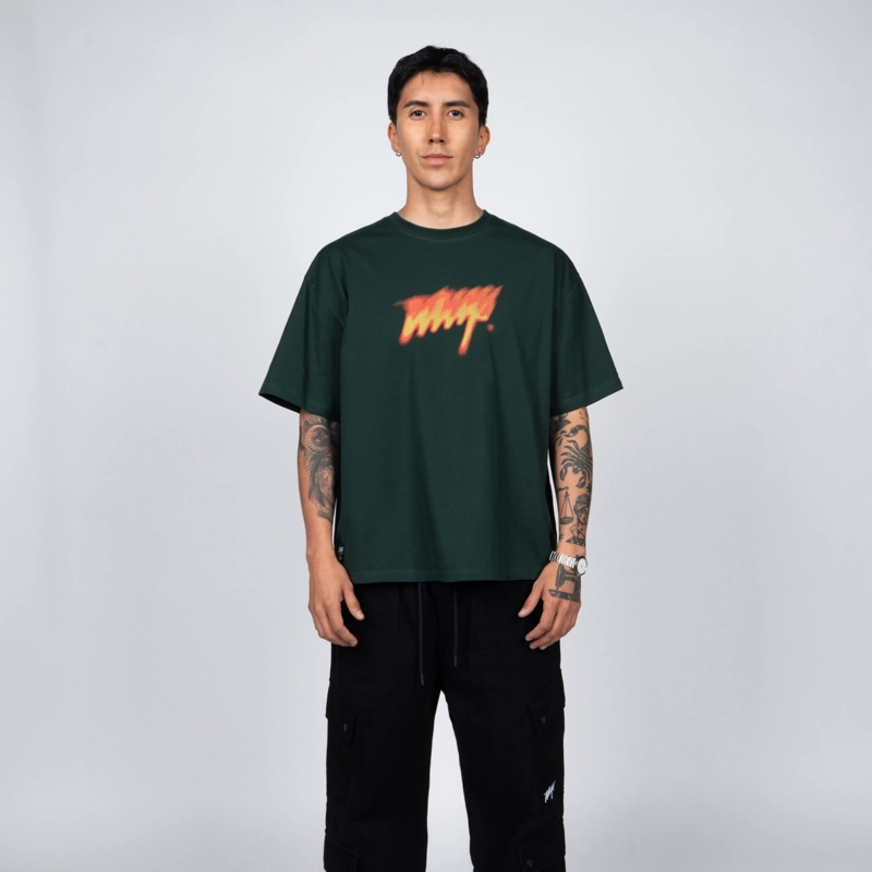 POLERA WHATUP FLAME LOGO GREEN - 1