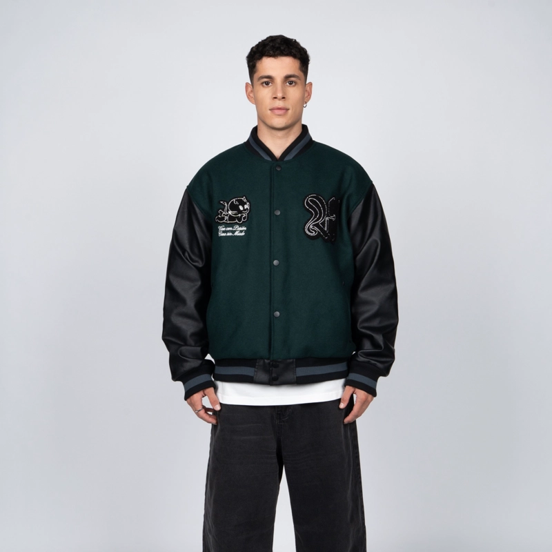 CHAQUETA WHATUP VARSITY GREEN BLACK - 1