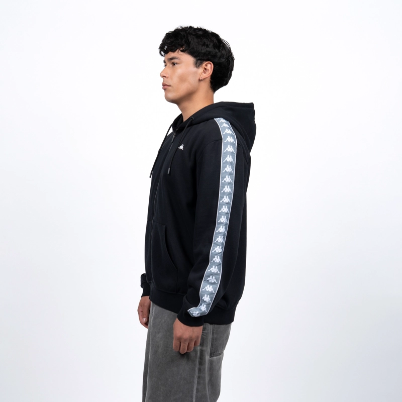 POLERON KAPPA FULL ZIPPER BLACK BANDA GREY - 3