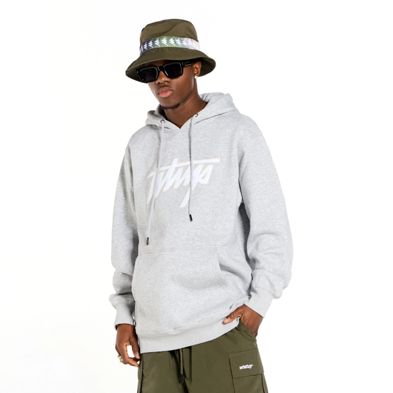POLERON WHATUP HOMBRE HOODIE GREY LOGO WHITE - 1