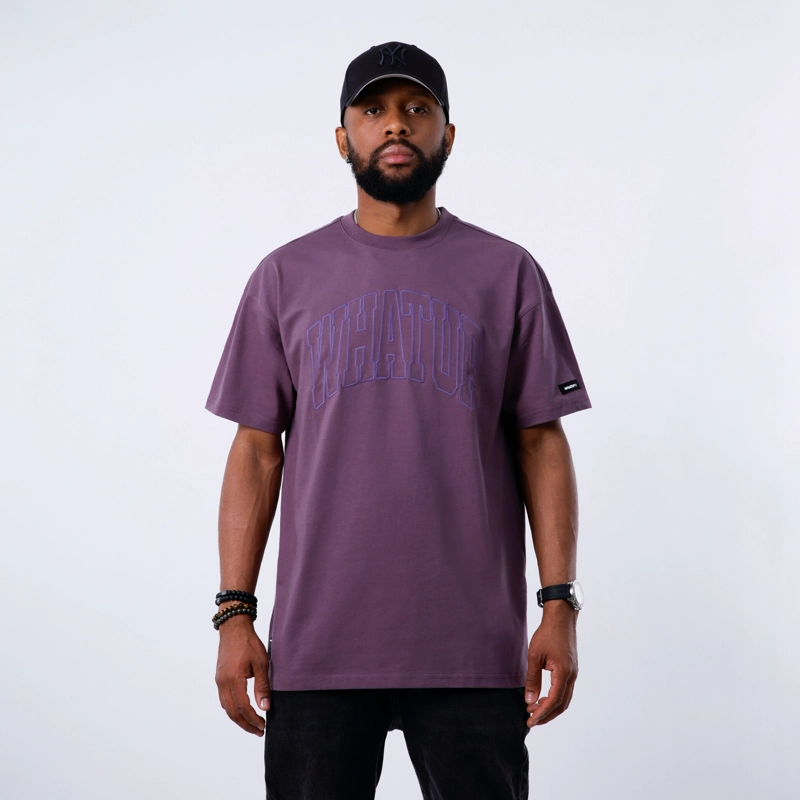 POLERA WHATUP OVERSIZE LOGO EMBOSSED PURPLE - 1