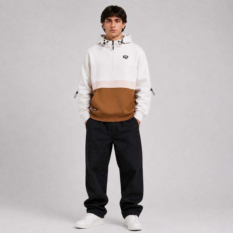 POLERON WHATUP MEN BLOCK HALF ZIP CREAM - 1