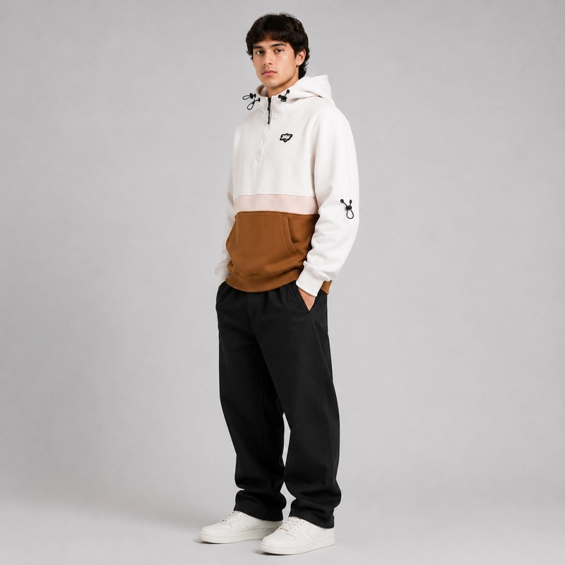 POLERON WHATUP MEN BLOCK HALF ZIP CREAM - 3