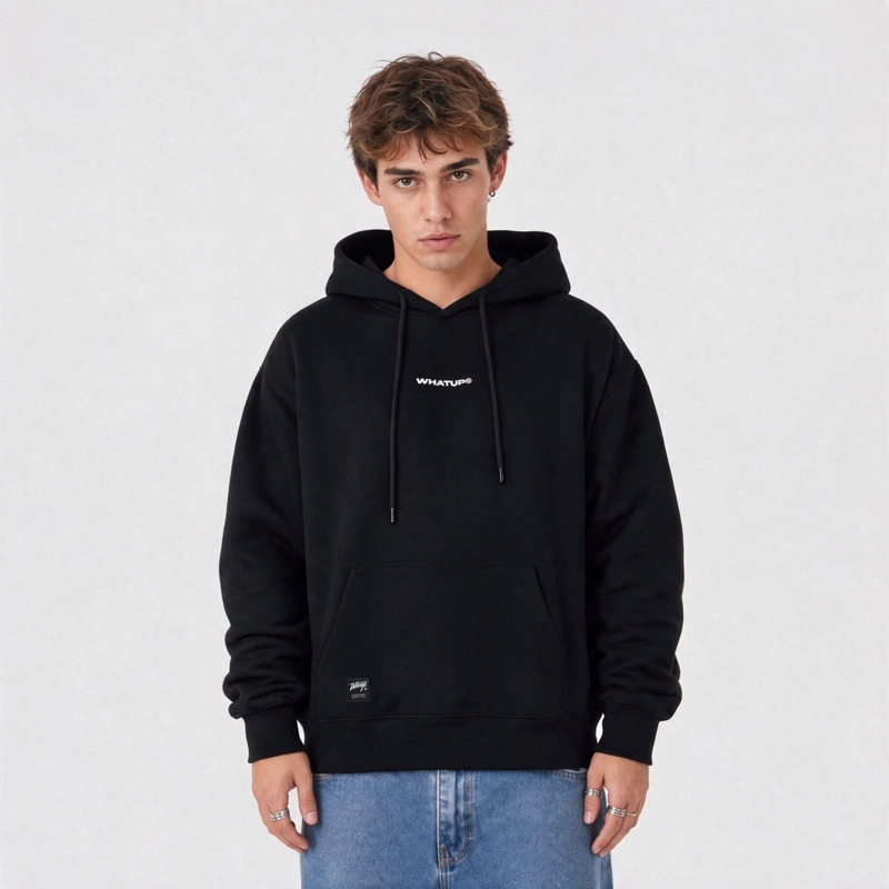 POLERON WHATUP HOODIE BLACK LOGO - 1