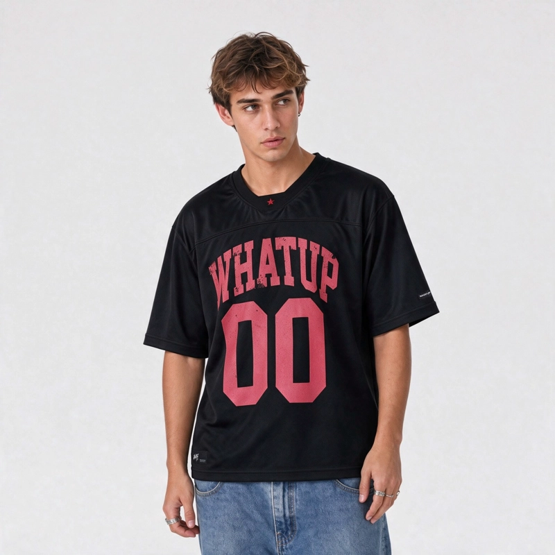 POLERA WHATUP MEN BOXY MESH 00 BLACK RED - 1