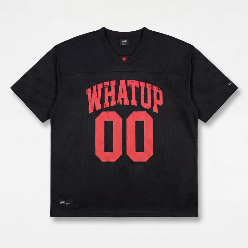 POLERA WHATUP MEN BOXY MESH 00 BLACK RED - 4