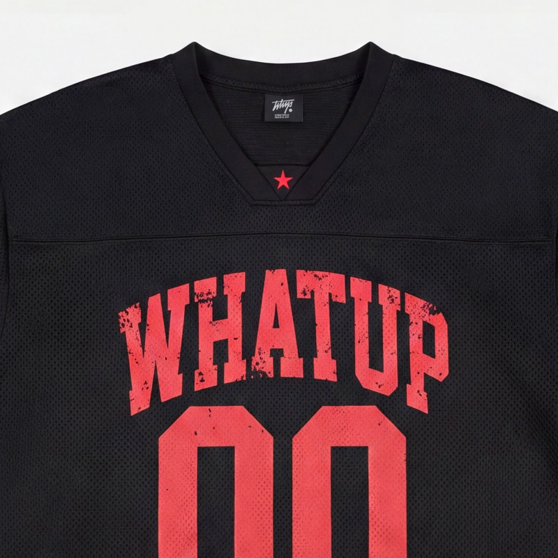 POLERA WHATUP MEN BOXY MESH 00 BLACK RED - 6