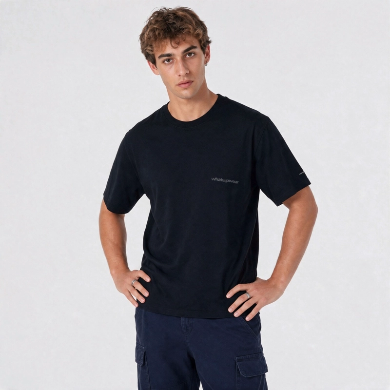 POLERA WHATUP MEN BOXY BLACK LOGO GREY - 1
