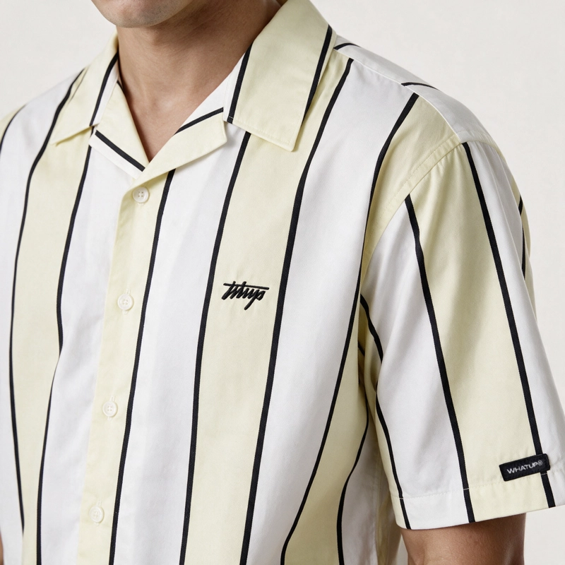 CAMISA WHATUP MEN STRIPES BOXY BEIGE WHITE - 3