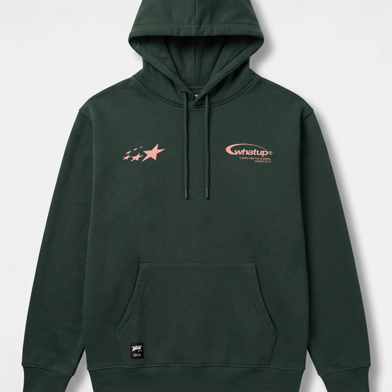 POLERON WHATUP HOODIE TRUE SOCIETY GREEN PINK - 1