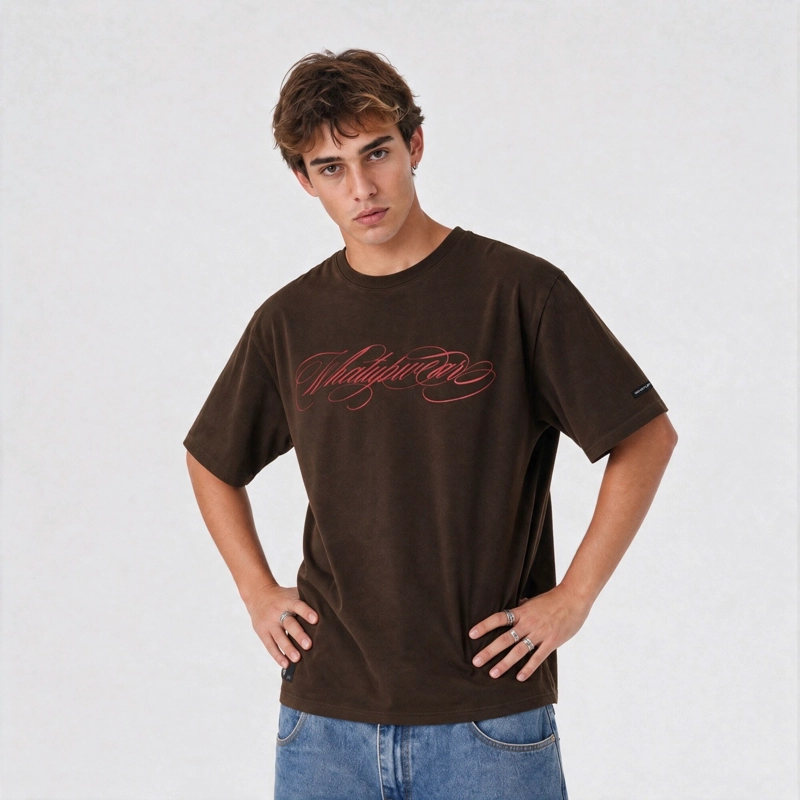 POLERA WHATUP MEN BOXY LOGO BROWN RED - 1
