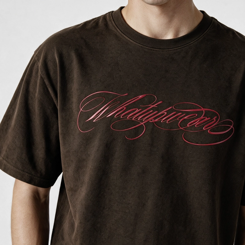 POLERA WHATUP MEN BOXY LOGO BROWN RED - 3