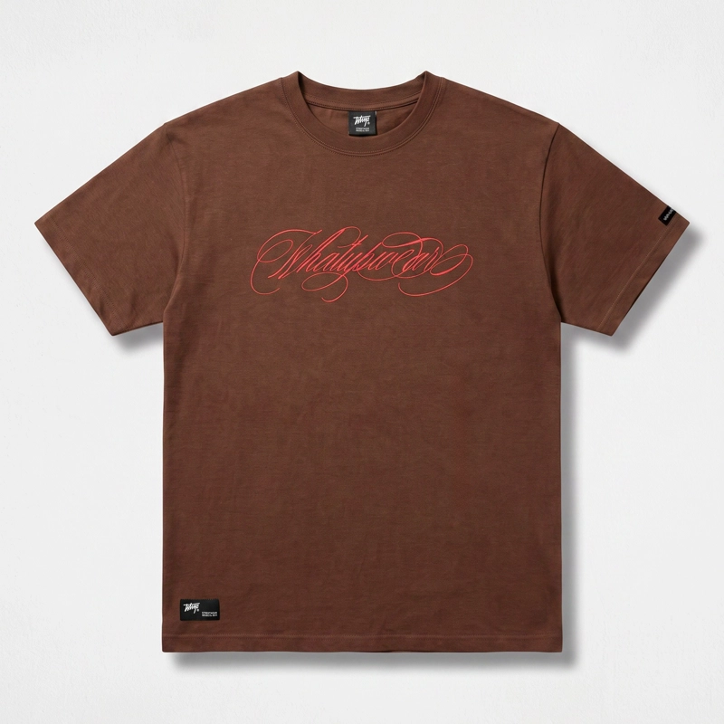 POLERA WHATUP MEN BOXY LOGO BROWN RED - 4