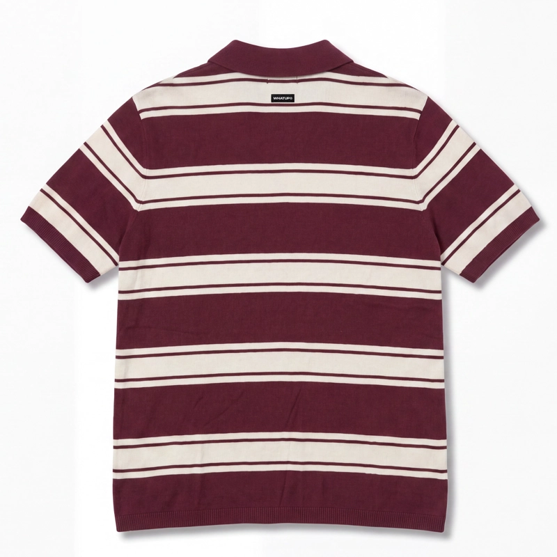POLERA WHATUP MEN POLO BUTTONS BURGUNDY OFF WHITE - 2