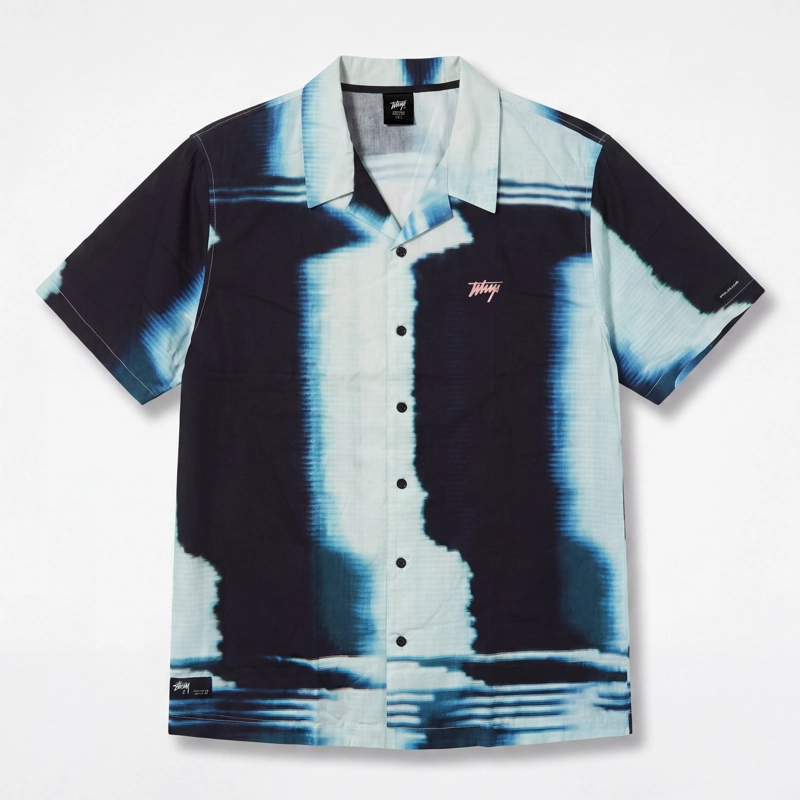 CAMISA WHATUP MEN GLITCH BLACK BLUE - 1