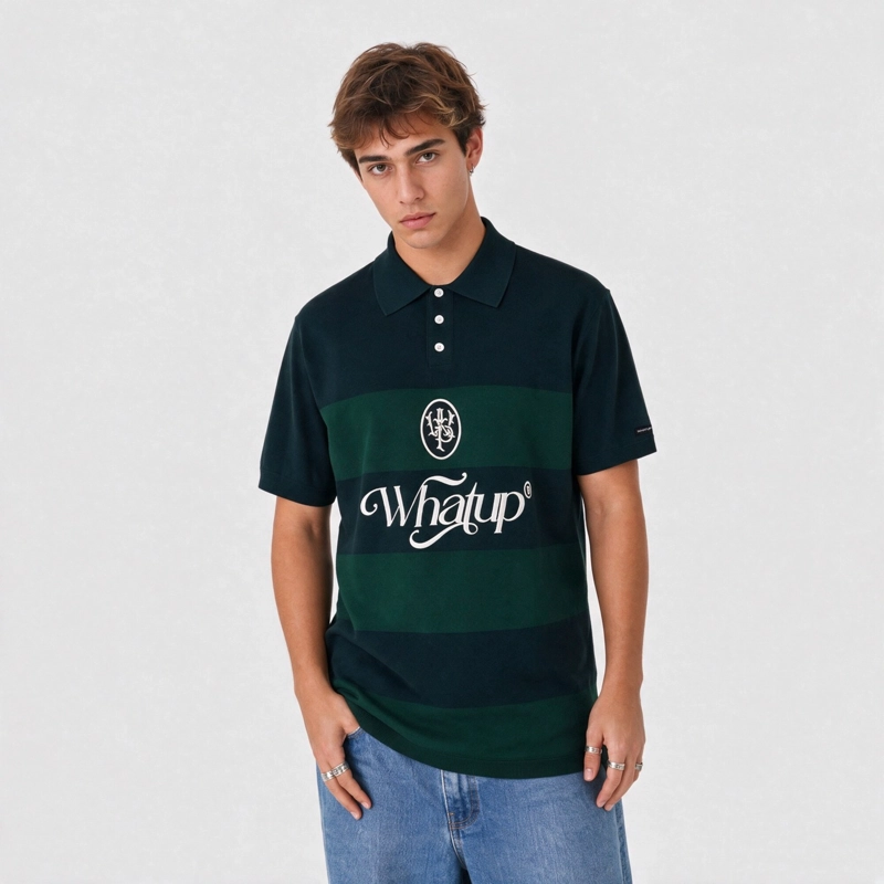 POLERA WHATUP MEN BLOCK CORE GREEN WHITE - 1