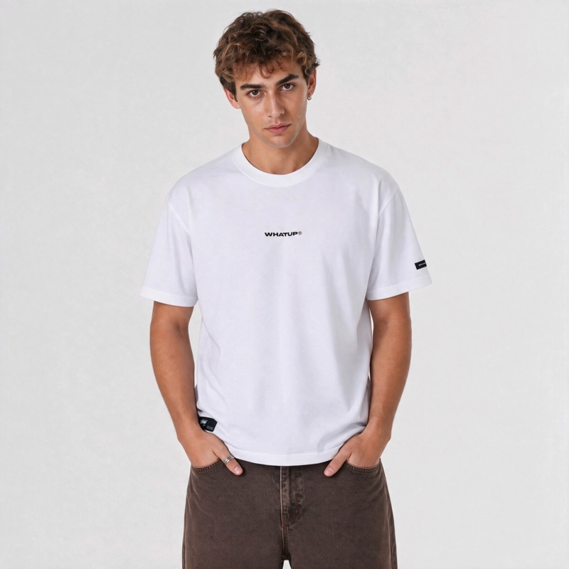 POLERA WHATUP MEN CLASSIC LOGO WHITE BLACK - 1