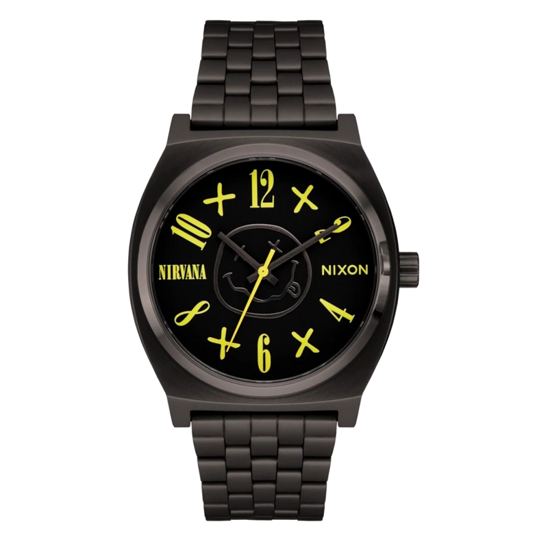 RELOJ NIXON NIRVANA TIME TELLER BLACK SMILEY FACE - 1