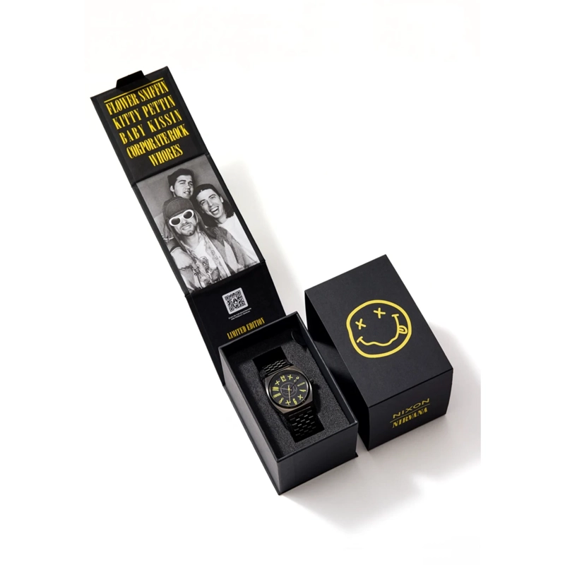 RELOJ NIXON NIRVANA TIME TELLER BLACK SMILEY FACE - 6