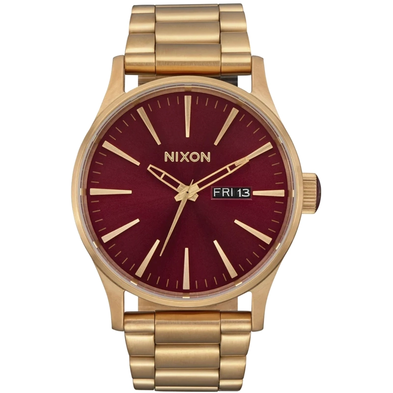 RELOJ NIXON SENTRY BURGUNDY GOLD - 1