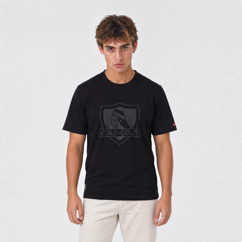 POLERA COLO-COLO URBANO CLASSIC NEGRO ESCUDO GRIS - 1