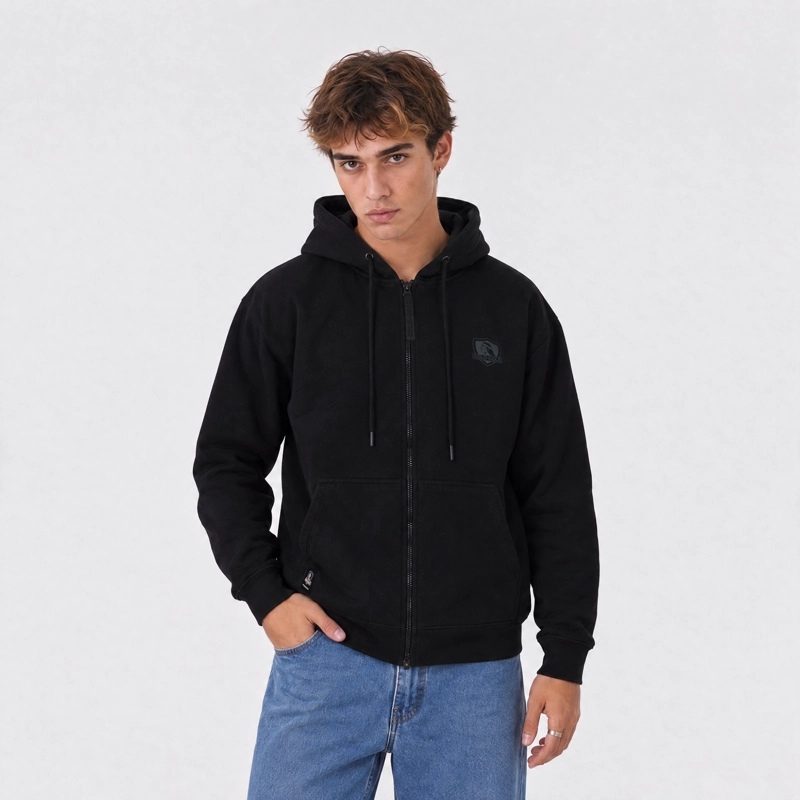 POLERON COLO COLO URBANO FULL ZIPPER ESCUDO NEGRO - 1