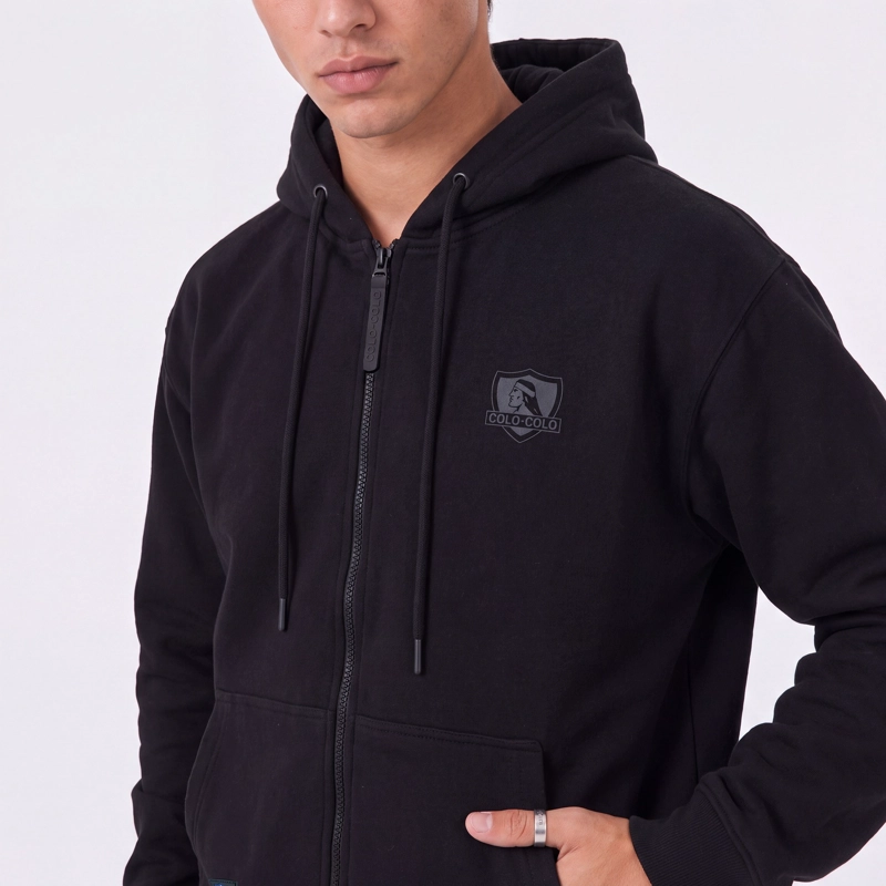 POLERON COLO COLO URBANO FULL ZIPPER ESCUDO NEGRO - 3