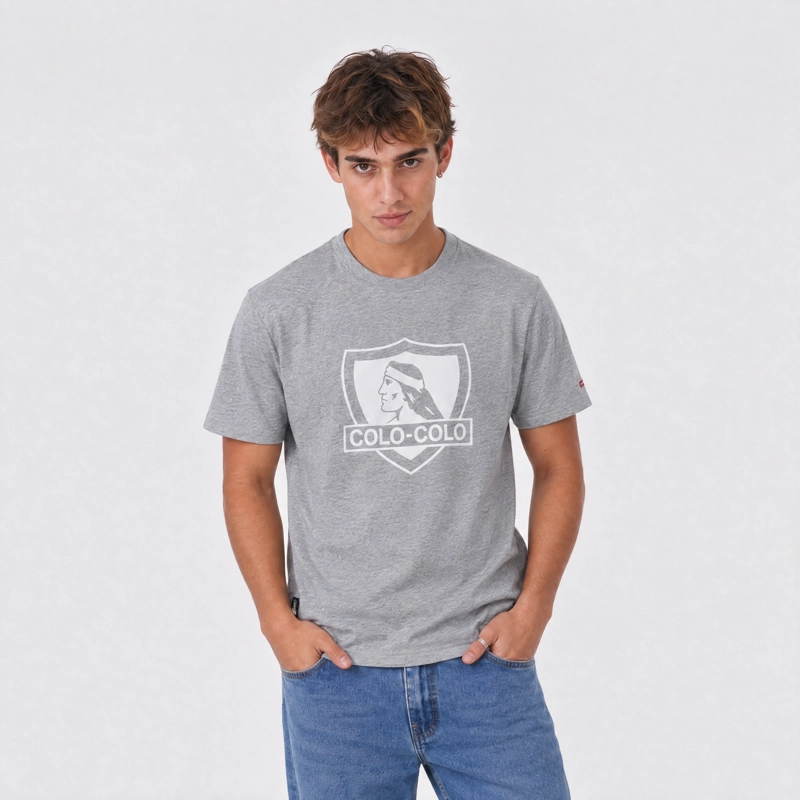 POLERA COLO-COLO URBANO CLASSIC GRIS ESCUDO BLANCO - 1