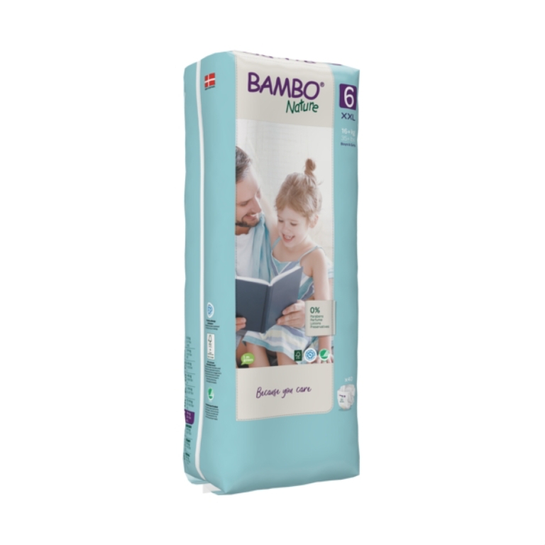 PAQUETE DE PAÑALES BAMBO NATURE ECO-FRIENDLY 40 UND 6 TALLA XXL ALTO - 1