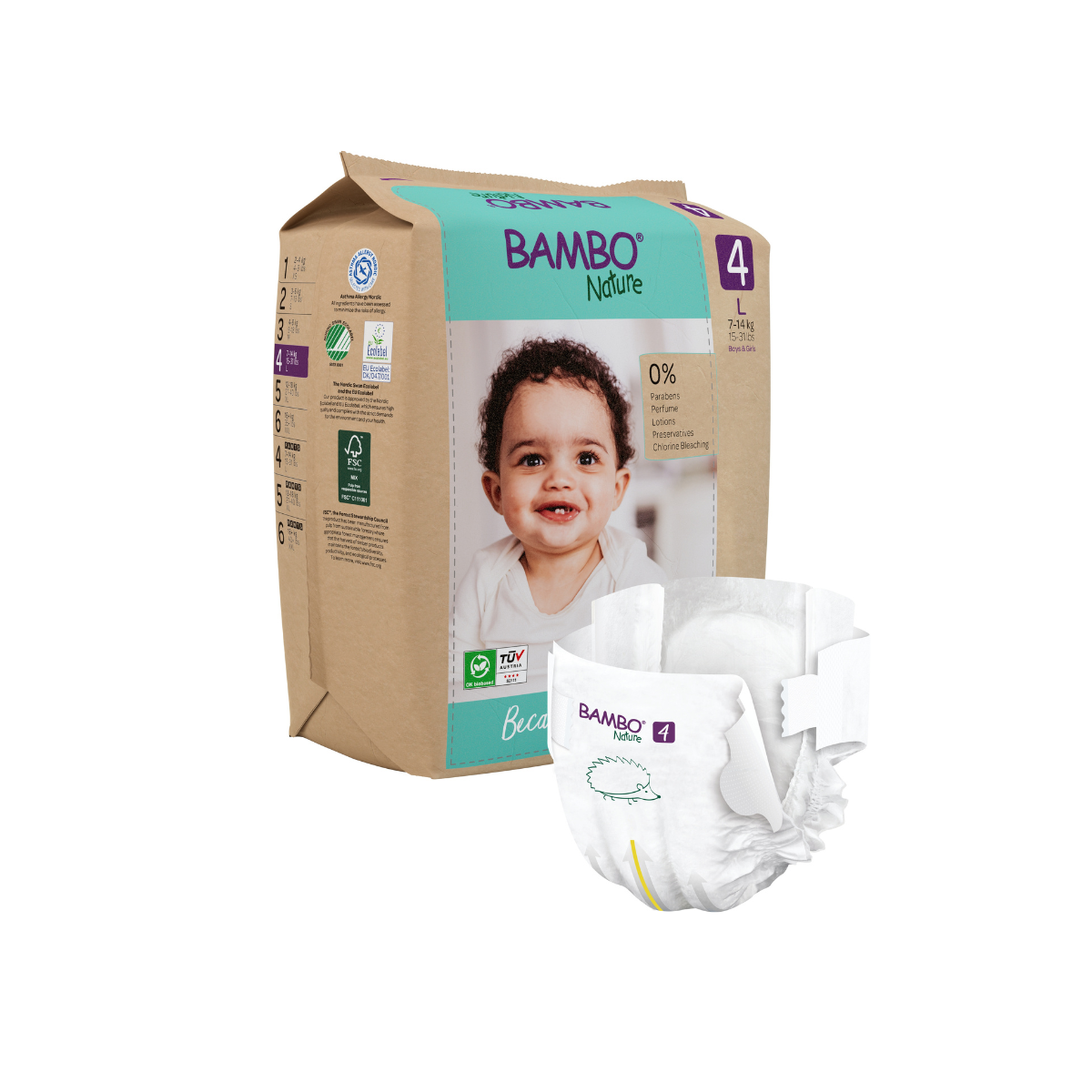 PAQUETE DE PAÑALES BAMBO NATURE ECO-FRIENDLY 24 UND 4 TALLA L - 4
