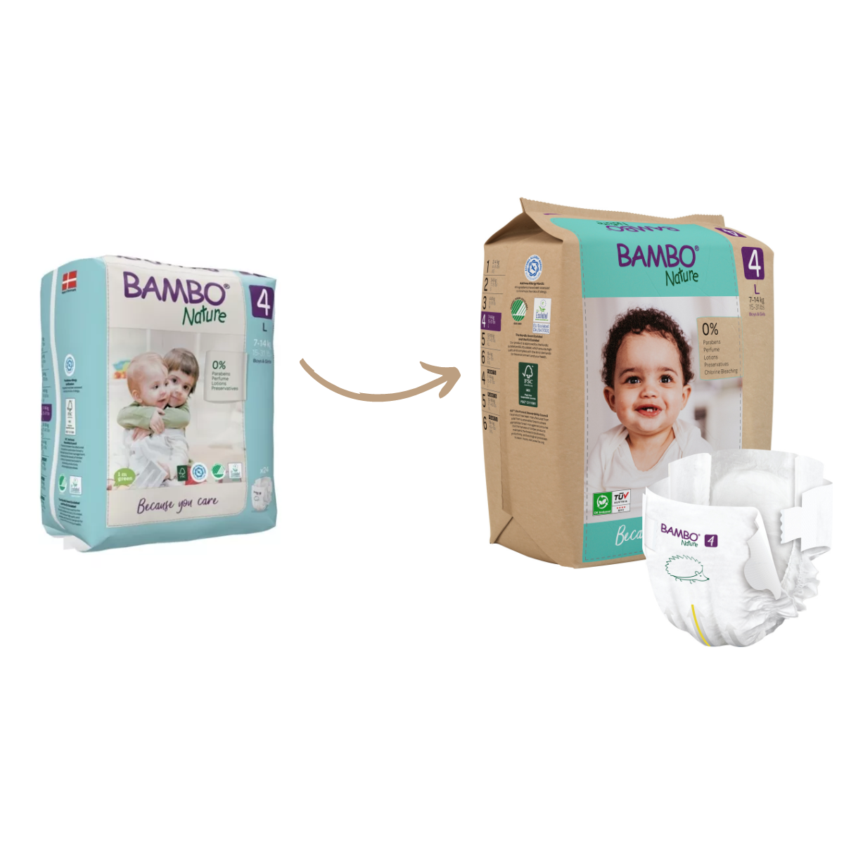 PAQUETE DE PAÑALES BAMBO NATURE ECO-FRIENDLY 24 UND 4 TALLA L - 5
