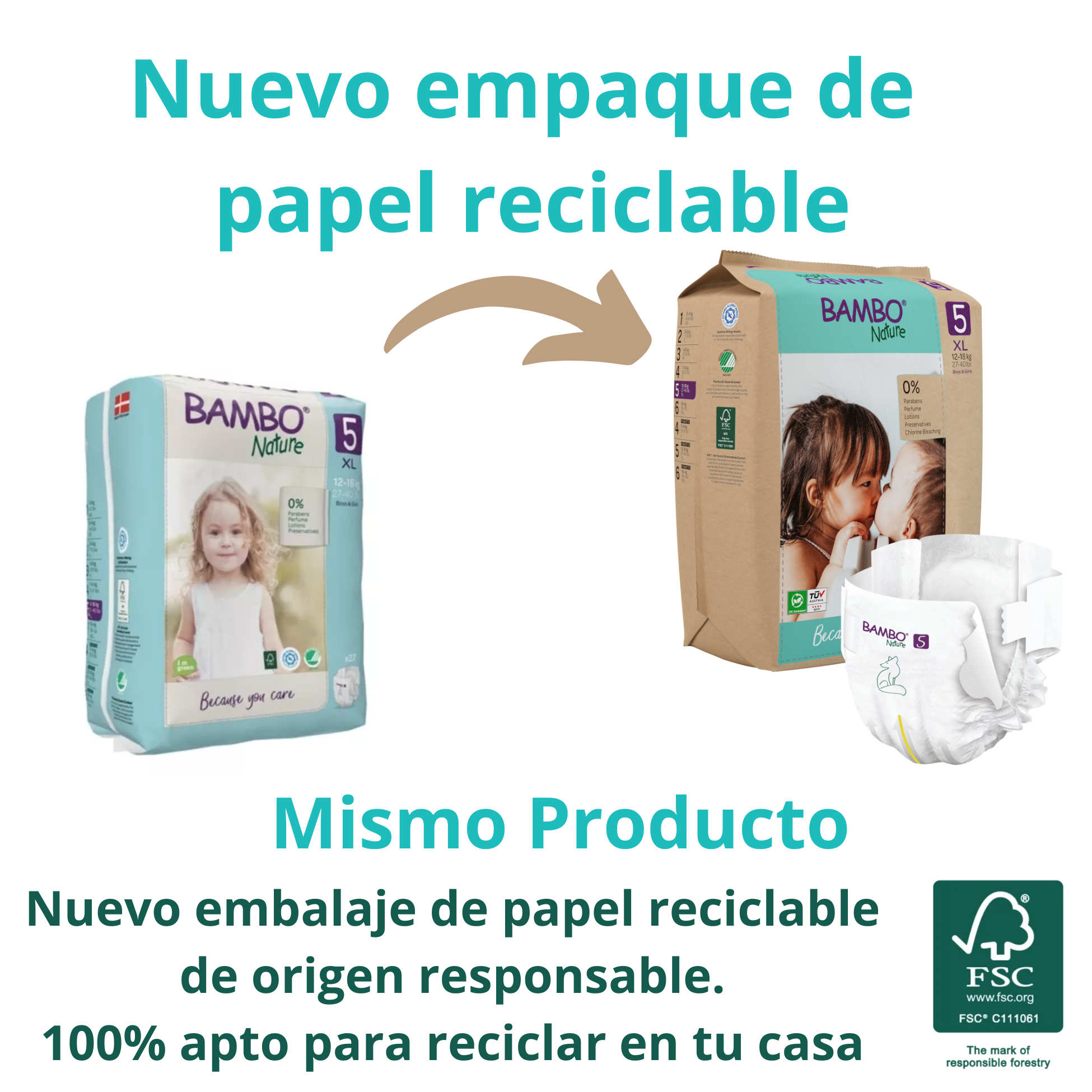 PAQUETE DE PAÑALES BAMBO NATURE ECO-FRIENDLY 22 UND 5 TALLA XL - 4