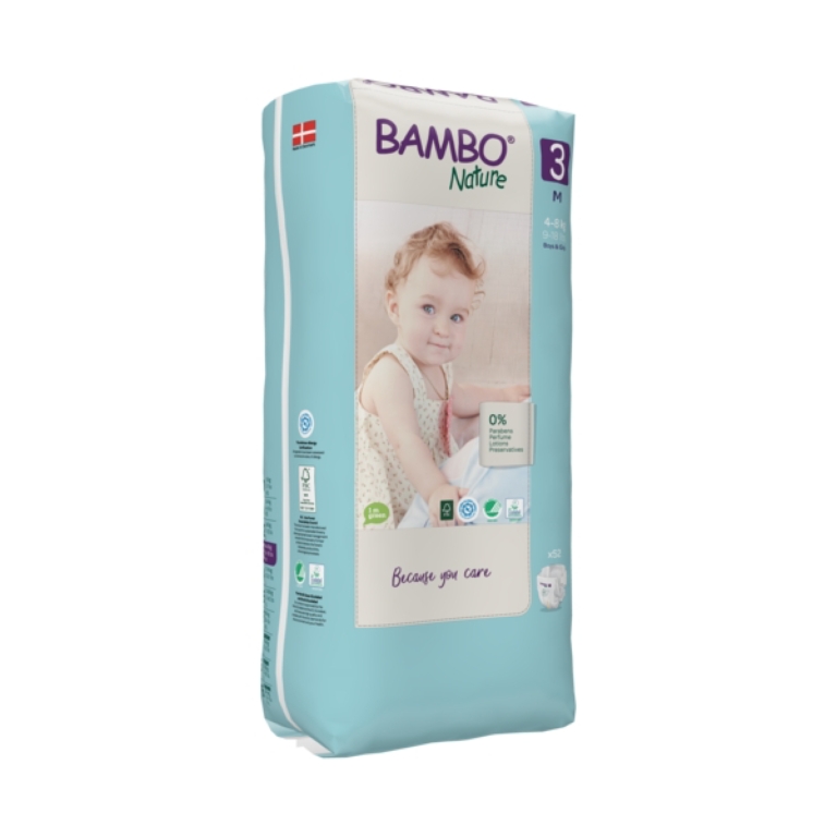 PAQUETE DE PAÑALES BAMBO NATURE ECO-FRIENDLY 52 UND 3 TALLA M ALTO - 1