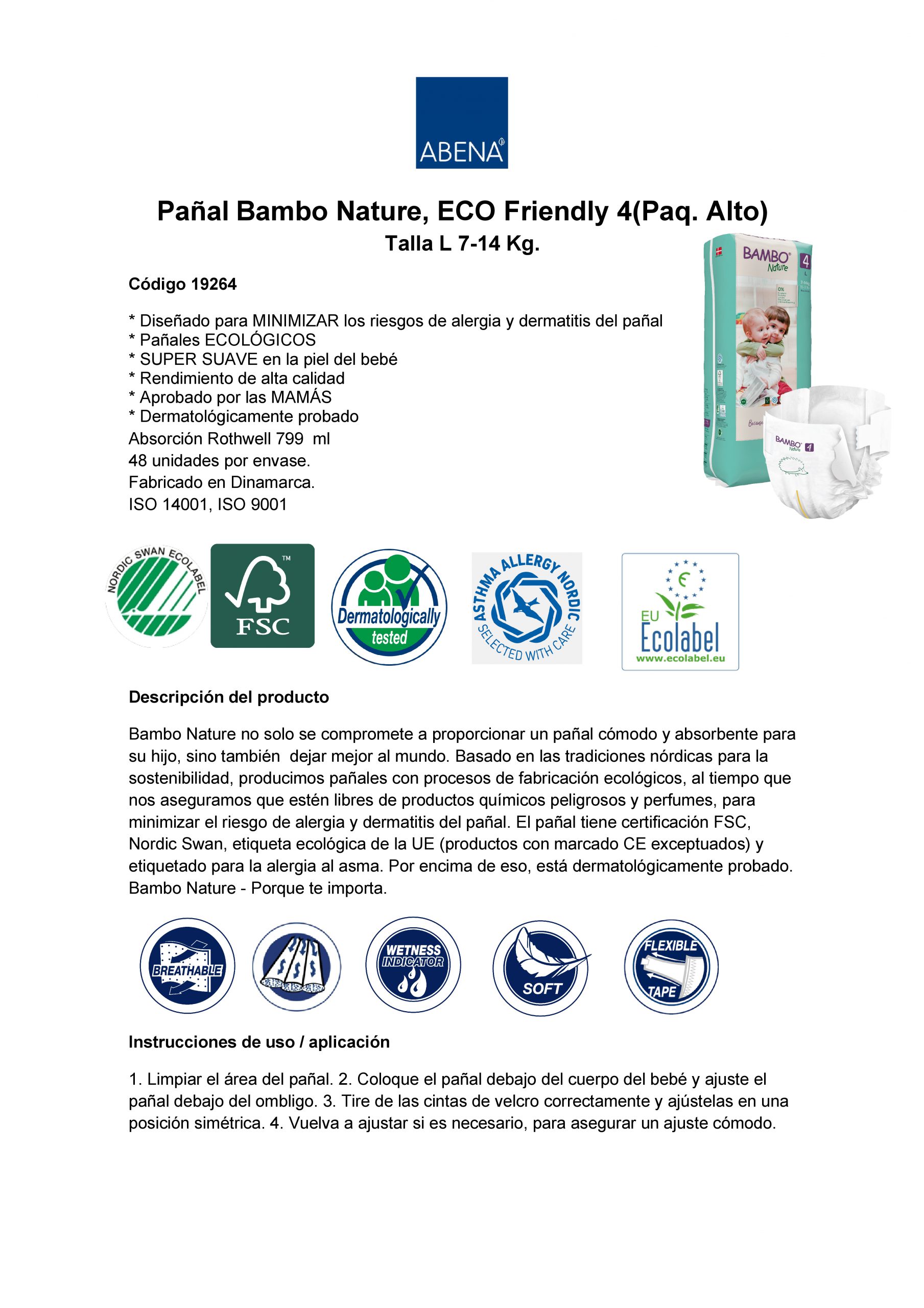CAJA 3 PAQUETES BAMBO NATURE PAÑALES ECOLÓGICOS 144 UND 4 TALLA L ALTO 7-14 KG - 5