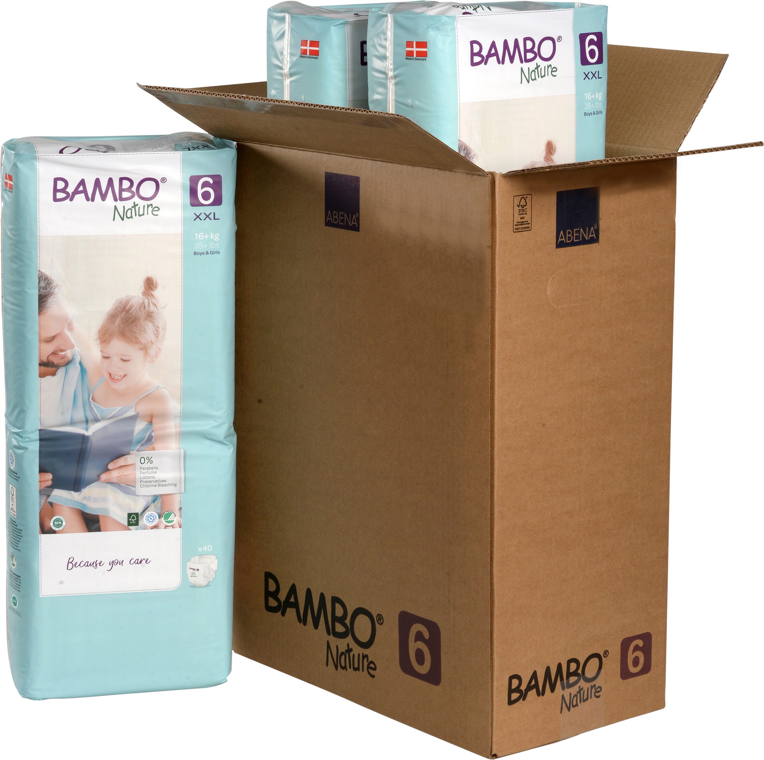 CAJA 3 PAQUETES BAMBO NATURE PAÑALES ECOLÓGICOS 120 UND 6 TALLA XXL ALTO 16+ KG - 1
