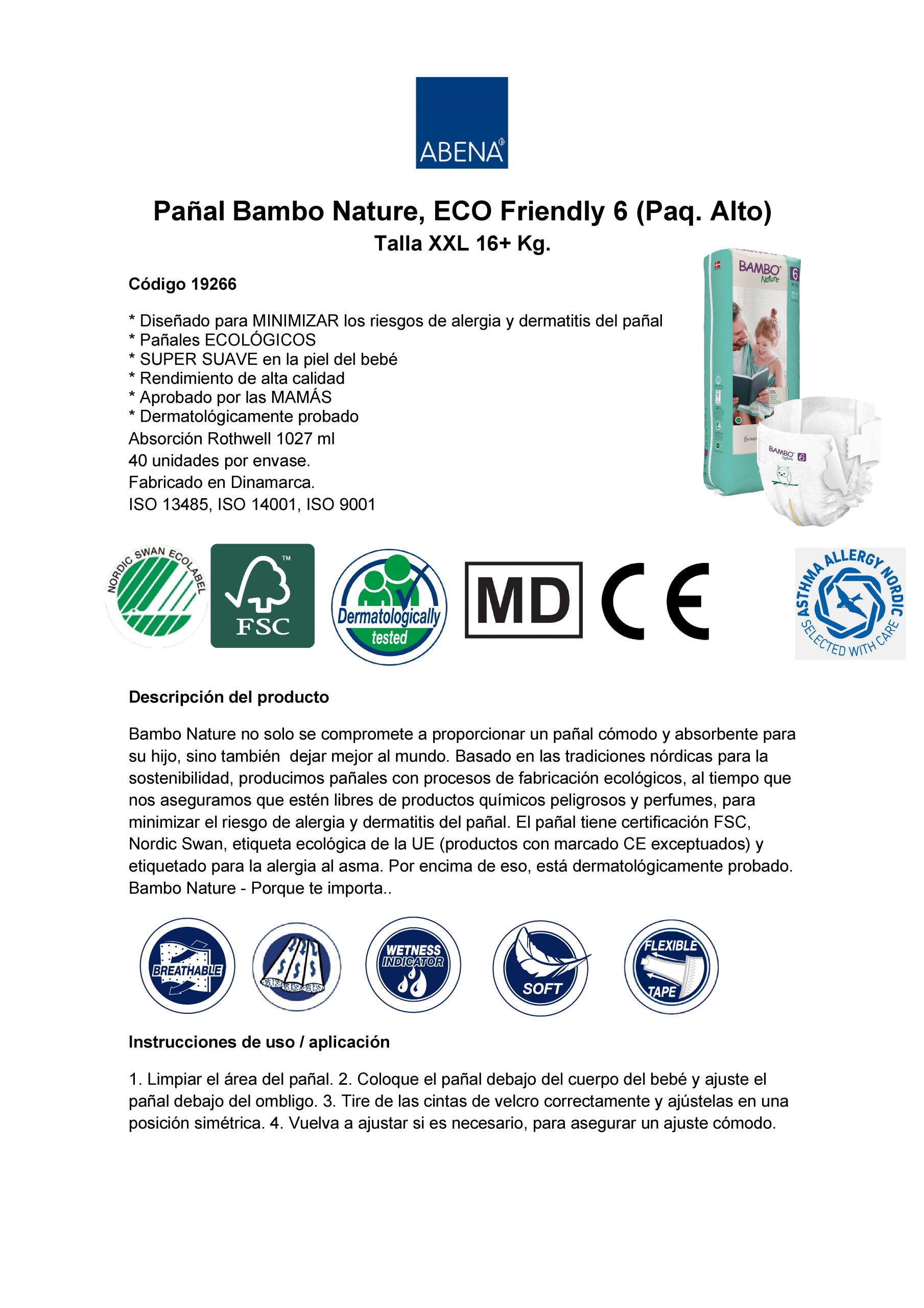 CAJA 3 PAQUETES BAMBO NATURE PAÑALES ECOLÓGICOS 120 UND 6 TALLA XXL ALTO 16+ KG - 5