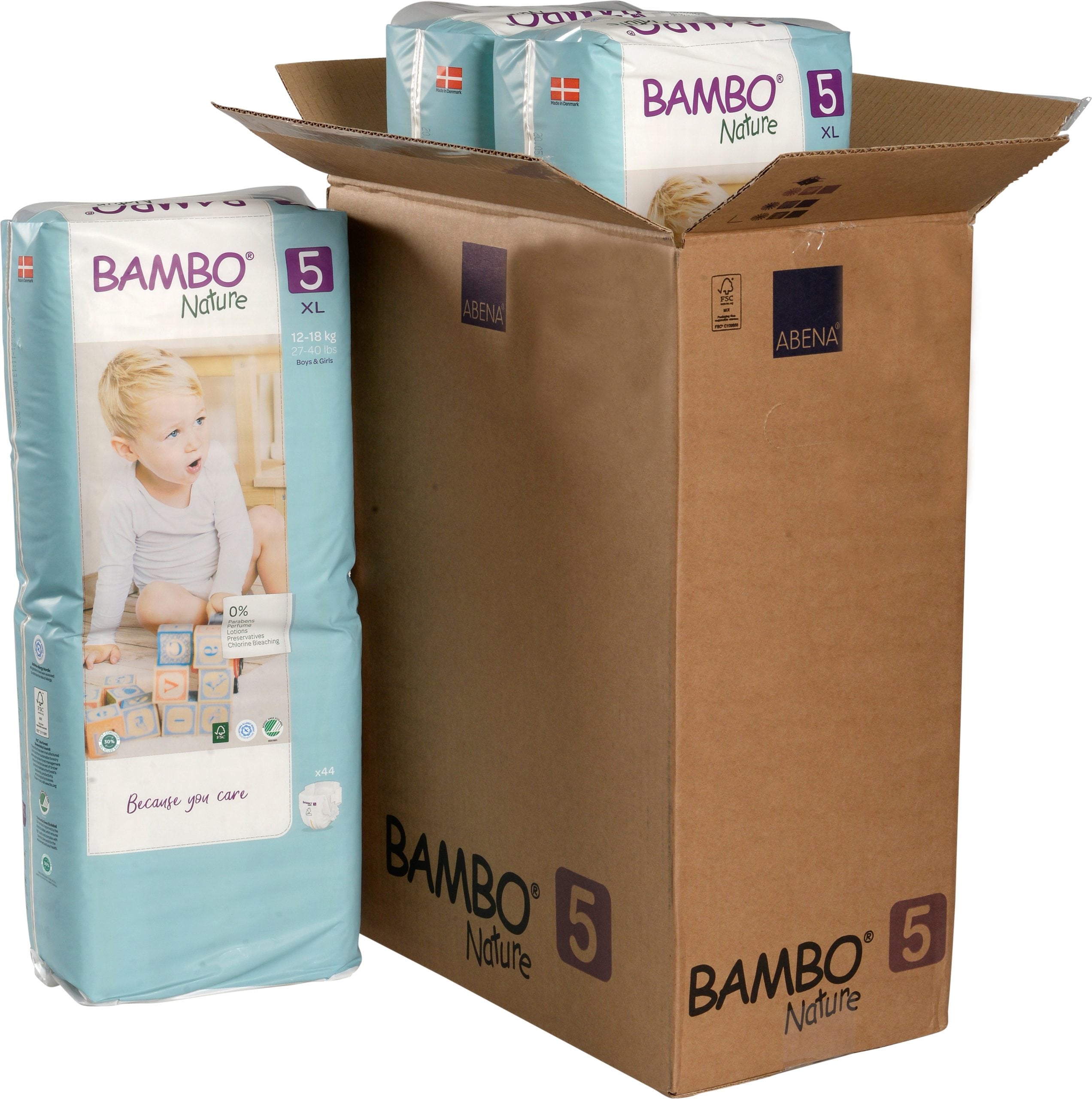 CAJA 3 PAQUETES BAMBO NATURE PAÑALES ECOLÓGICOS 132 UND 5 TALLA XL ALTO 12-18 KG - 1