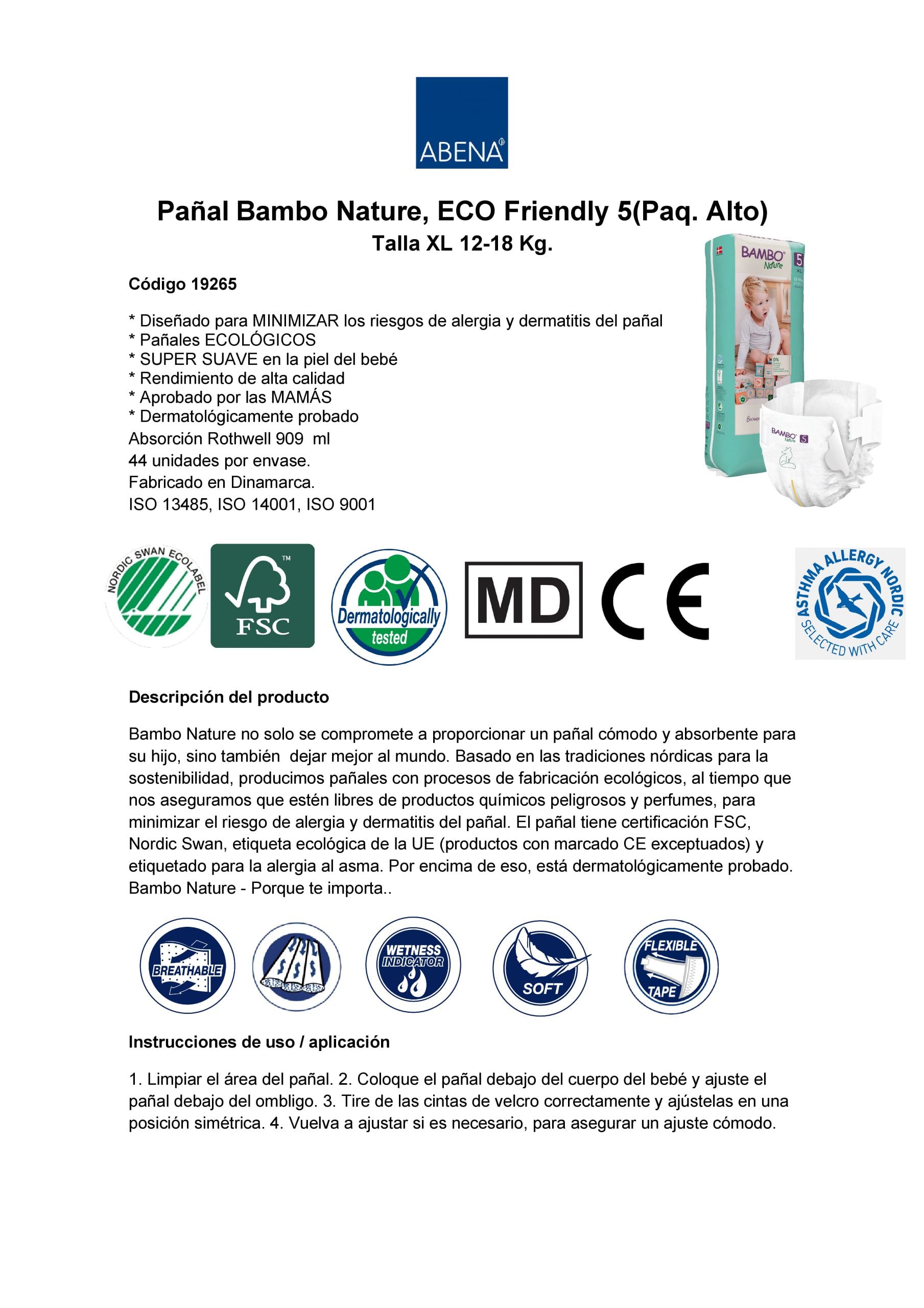 CAJA 3 PAQUETES BAMBO NATURE PAÑALES ECOLÓGICOS 132 UND 5 TALLA XL ALTO 12-18 KG - 5