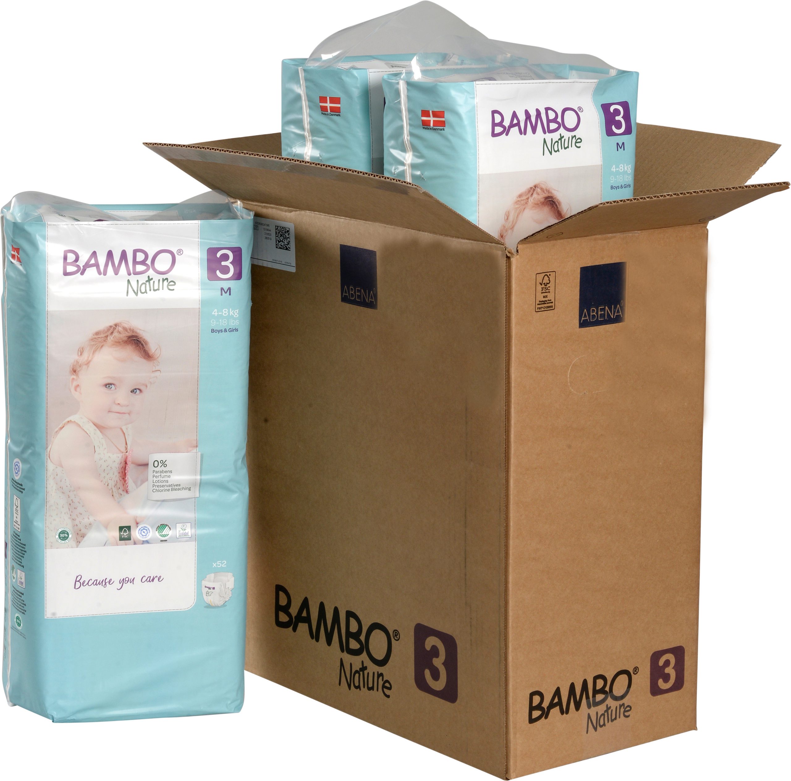 CAJA 3 PAQUETES BAMBO NATURE PAÑALES ECOLÓGICOS 156 UND 3 TALLA M ALTO 4-8 KG - 1