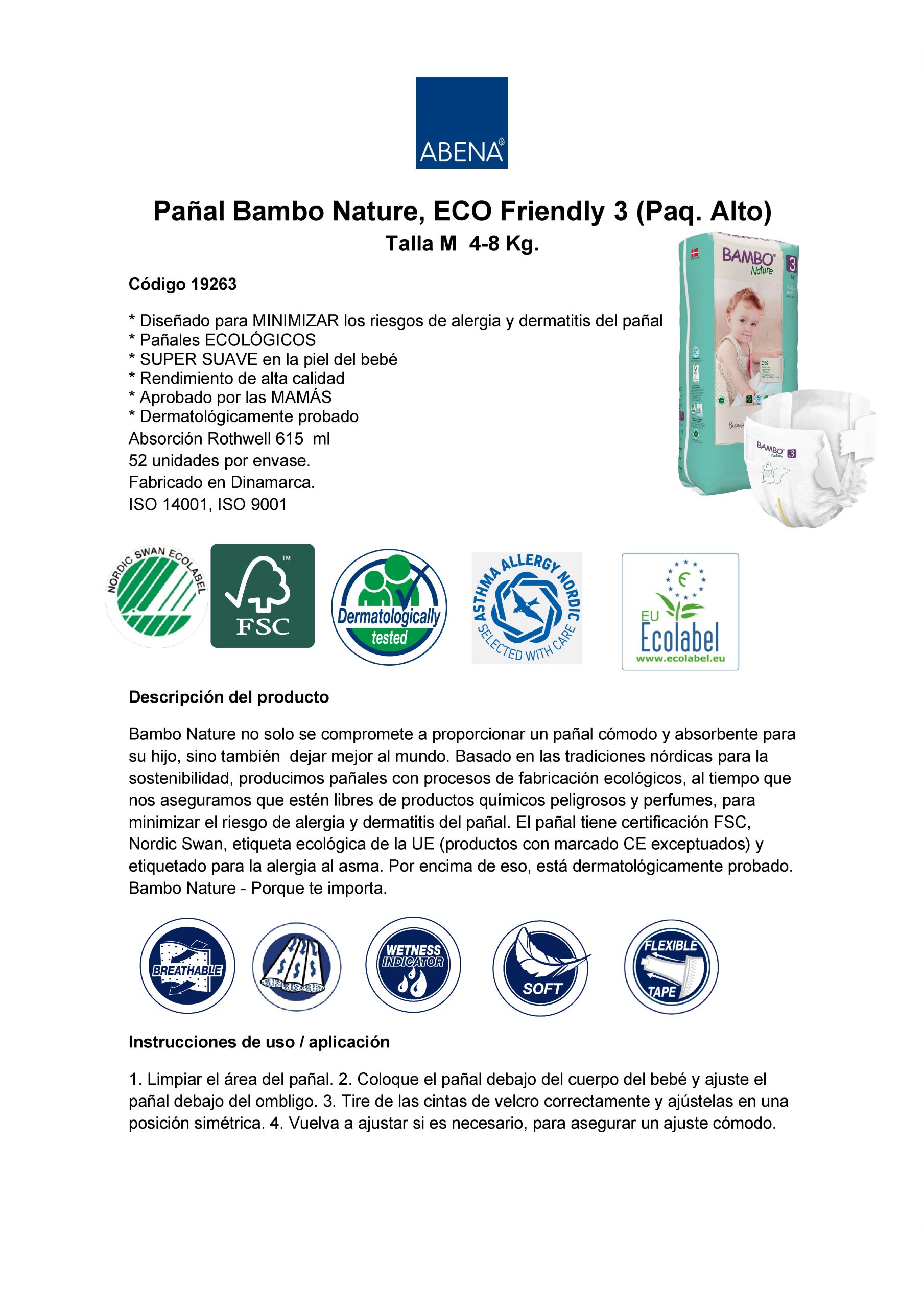 CAJA 3 PAQUETES BAMBO NATURE PAÑALES ECOLÓGICOS 156 UND 3 TALLA M ALTO 4-8 KG - 5