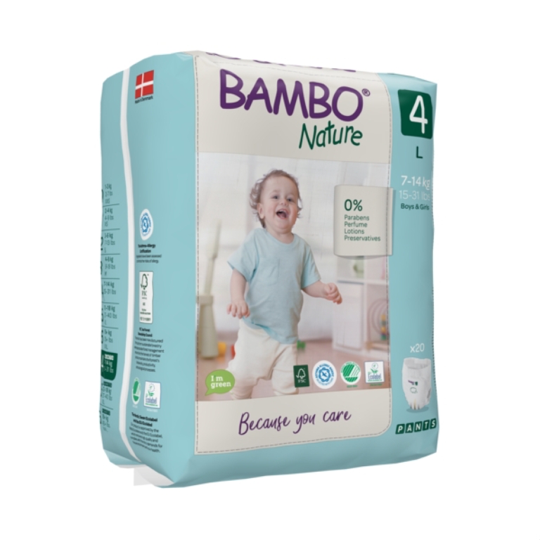 CAJA 5 PAQUETES BAMBO NATURE PAÑALES ECOLÓGICOS 100 UND 4 TALLA L 7-14 KG - 3
